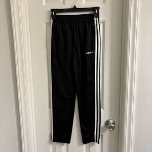 Adidas Kids medium 10-12 Black Track Pants with White Stripes